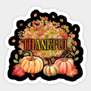 Happy Thanksgiving Day Autumn Fall Maple Leaves Thankful Sticker